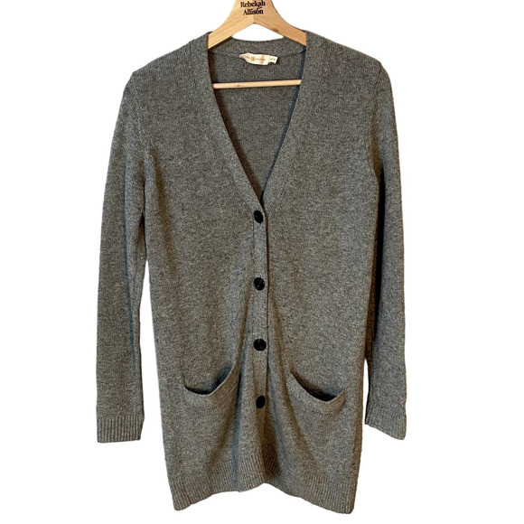 Tory Burch Sweaters - Tory Burch Wool & Cashmere Blend V-Neck Cardigan Sweater in Gray Size XXS